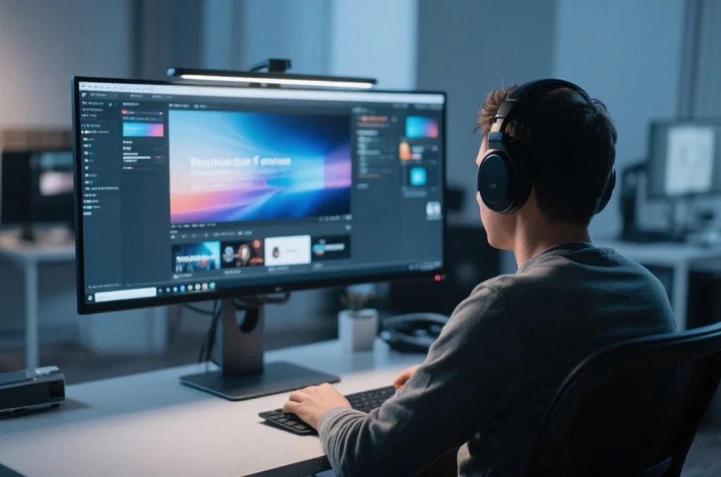 用户在桌面电脑上享受富邦的沉浸式娱乐体验